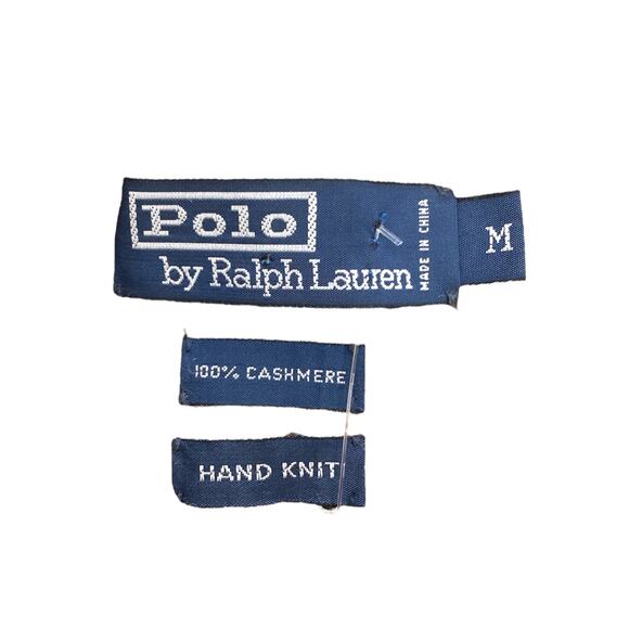 Vintage Polo By Ralph Lauren Sweater Unisex SZ M 100% Cashmere Hand Knit Brown - Picture 5 of 5